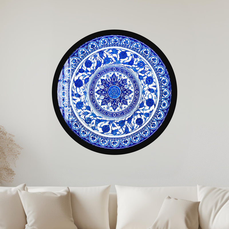 Sapphire Floral Medallion with black frame