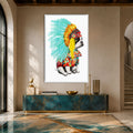 Artronauts Glass Print 12x18 cm | 4.7"x7.1" / White Little Tribal Chief Glass Wall Art