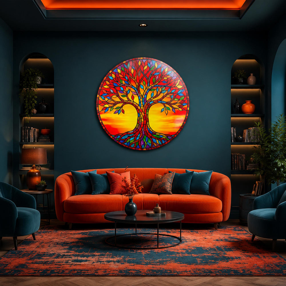 Sunset Tree Of Life — tempered glass, ultra HD print, ready to hang