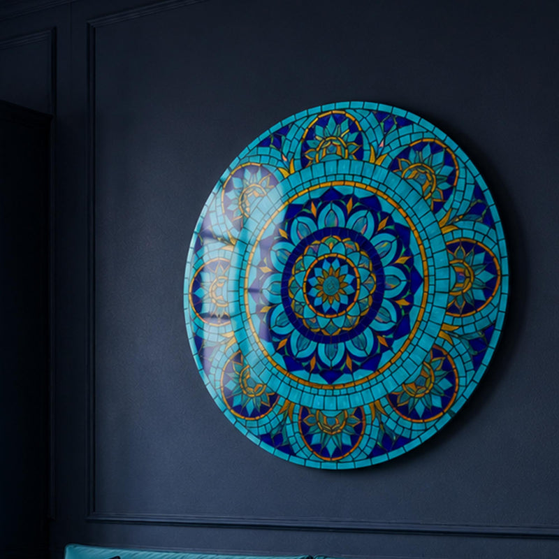 Turquoise Mosaic Mandala III angled lifestyle view