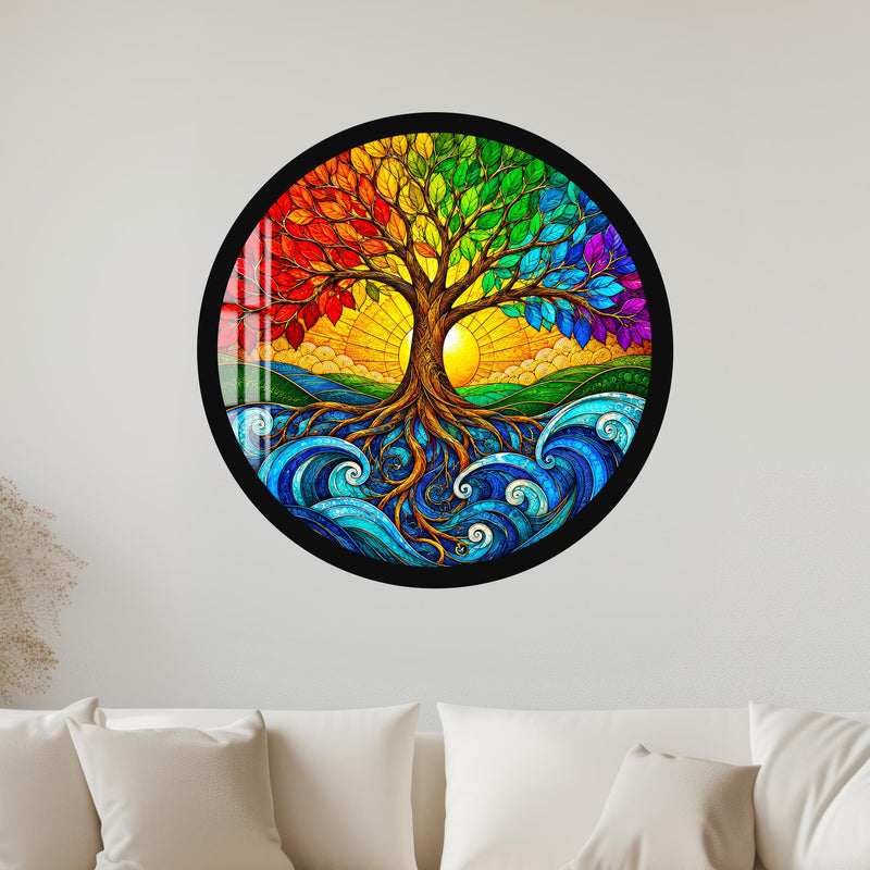 Rainbow Tree Of Life with black frame