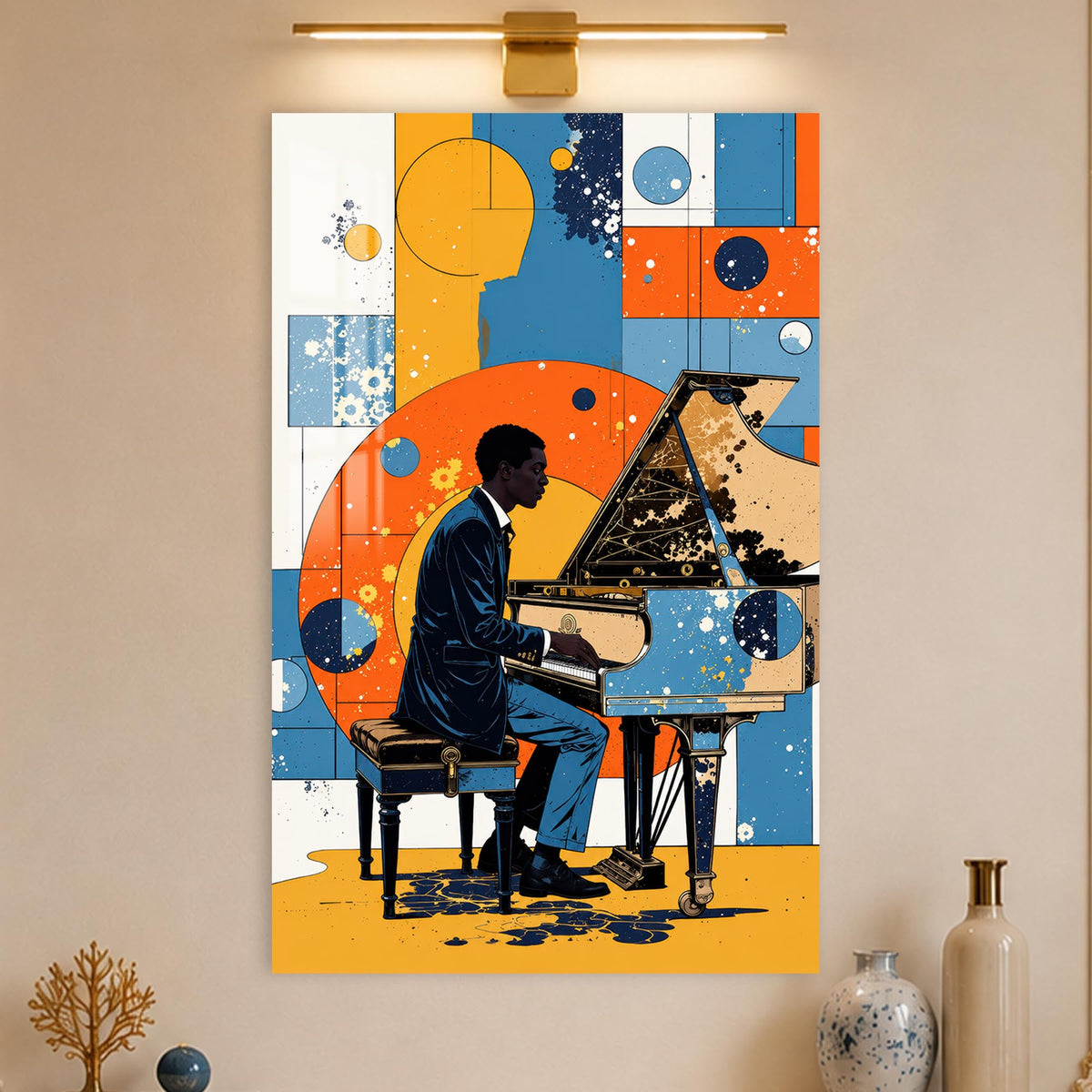 Modern Jazz Pianist in a modern room