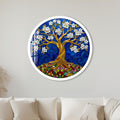 Blossoming Gold Tree On Royal Blue with white frame