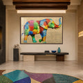 Artronauts Glass Print 18x12 cm | 7.1"x4.7" / Walnut Floral Mosaic Elephant Glass Wall Art