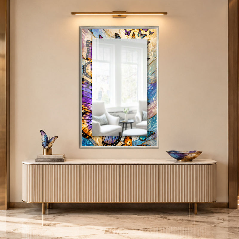 Butterfly Mosaic with silver frame