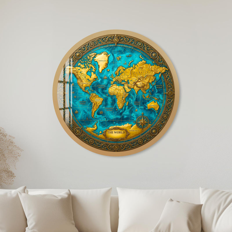 Turquoise Explorer Map with black frame