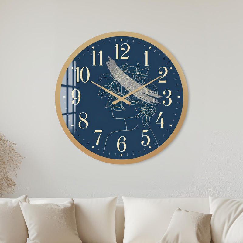 Floral Line Art with gold frame