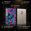 Turquoise Butterfly Garden — tempered glass, ultra HD print, ready to hang