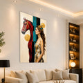 Artronauts Glass Print Crimson Horse and Muse Glass Wall Art