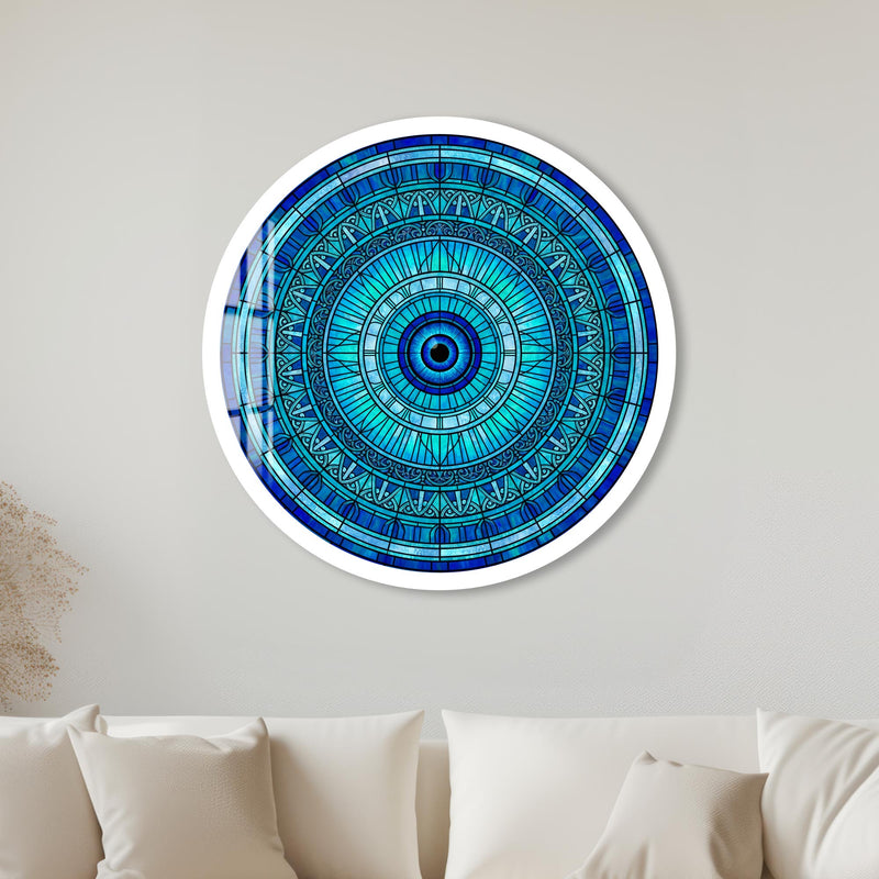 Turquoise Filigree Evil Eye Mandala with white frame