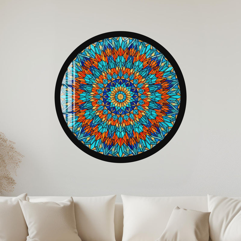 Crystal Flower Burst Mandala with black frame