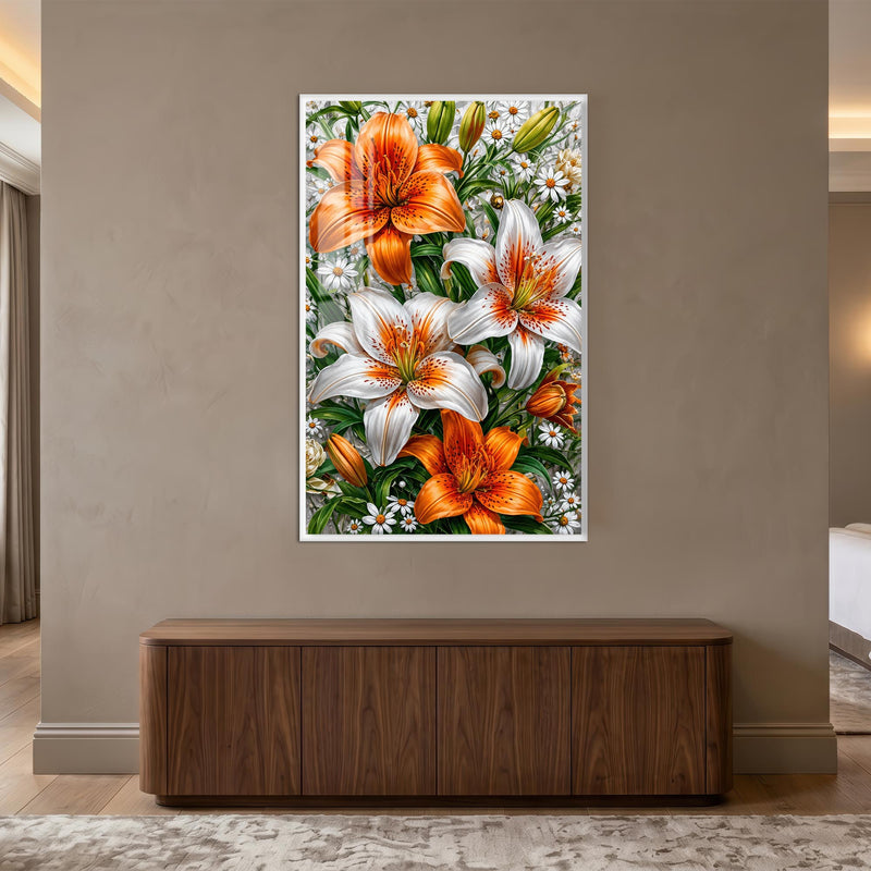 Radiant Lily Garden with white frame