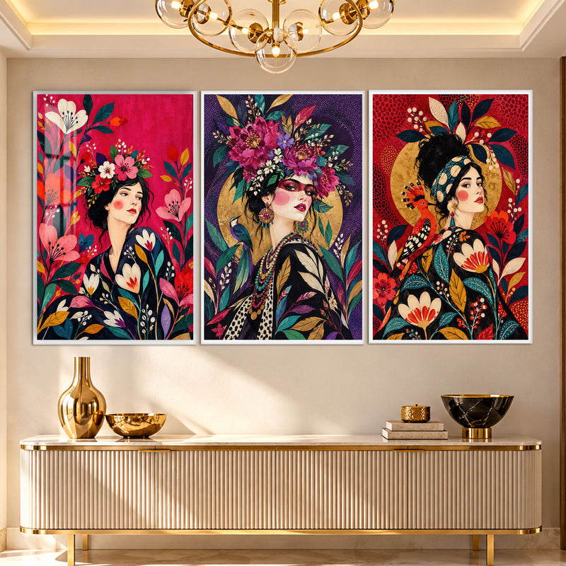 Floral Muse with white frame