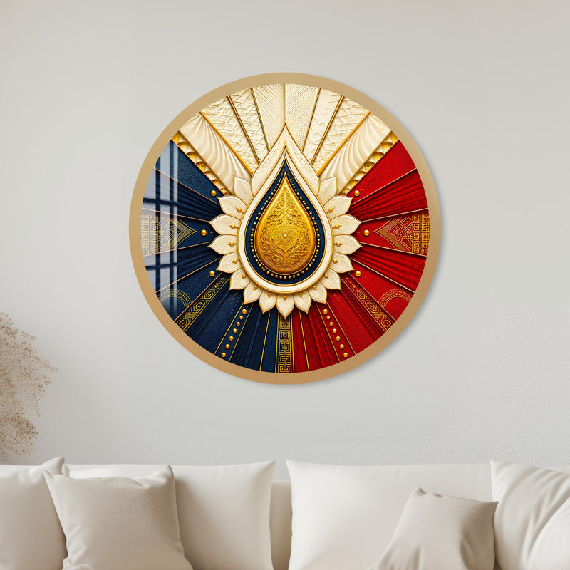 Sacred Flame Mandala with gold frame