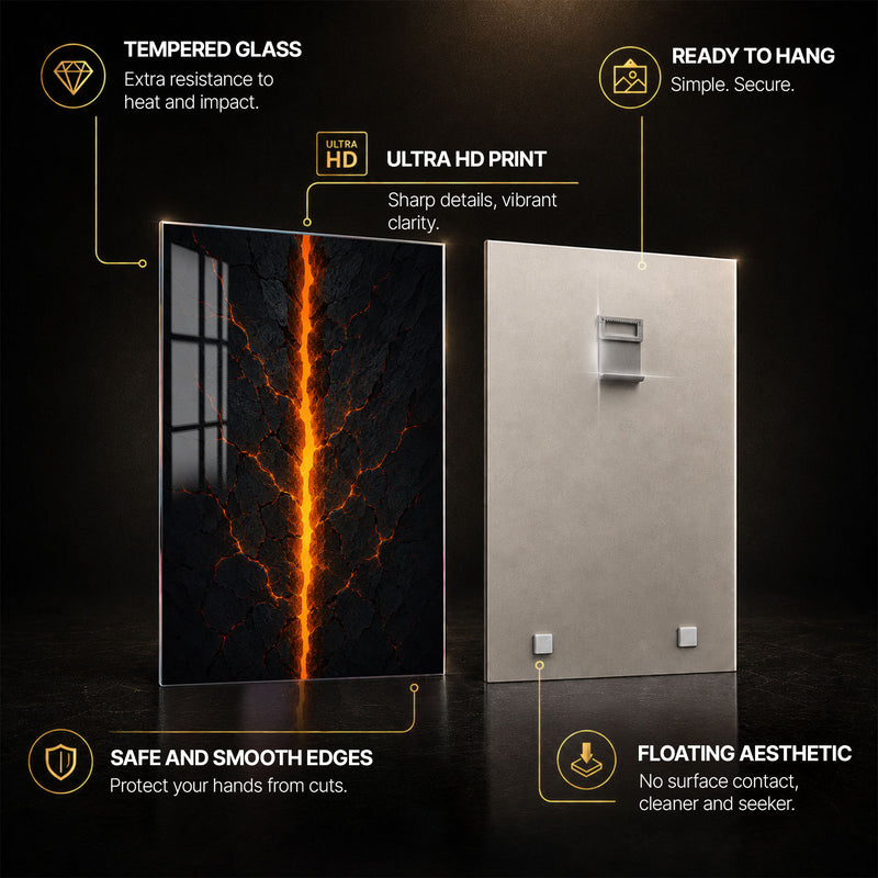 Molten Earth Rift — tempered glass, ultra HD print, ready to hang