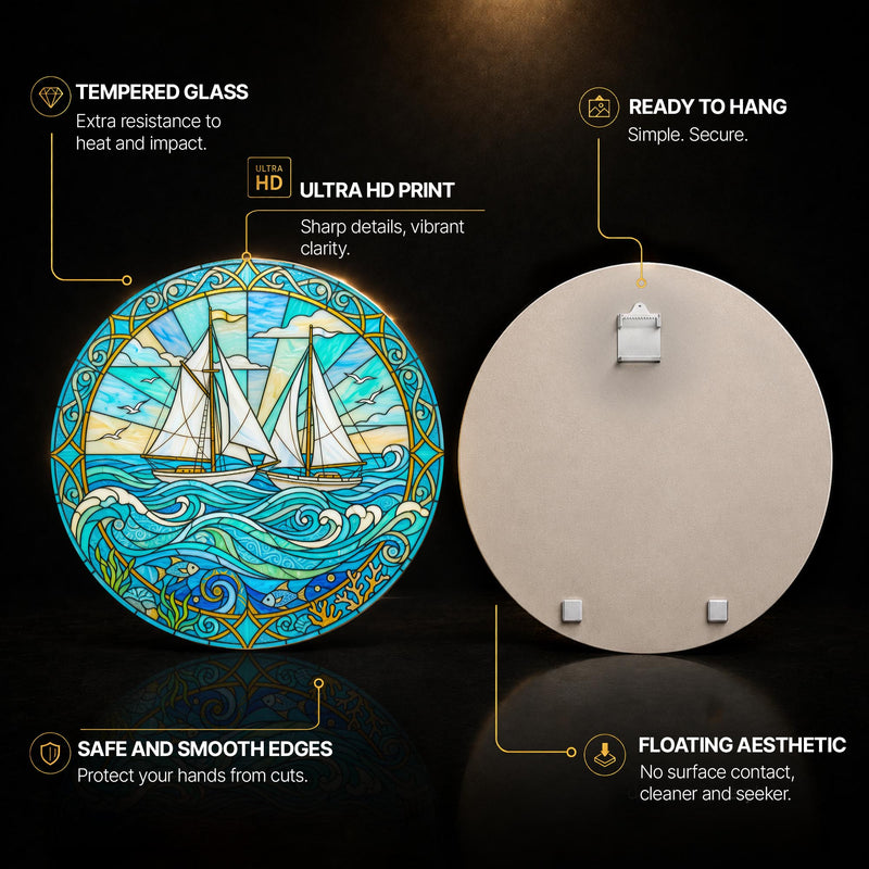 Sailing The Azure Sea with walnut frame