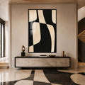 Artronauts Glass Print 12x18 cm | 4.7"x7.1" / Black Interlocking Forms Glass Wall Art
