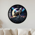 Moonlit Howling Wolf with black frame