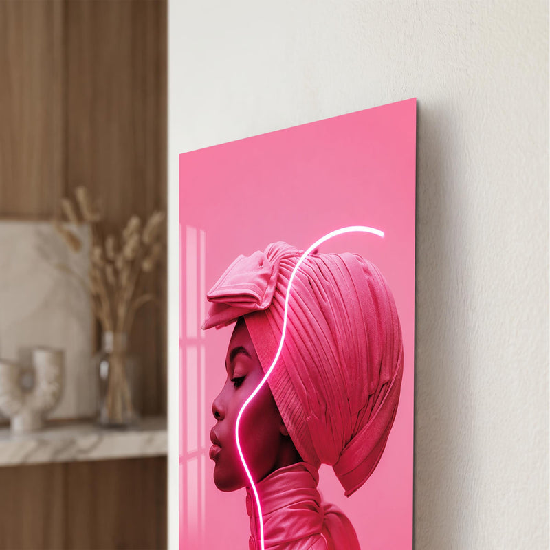 Artronauts Glass Print Pink Neon Profile Glass Wall Art