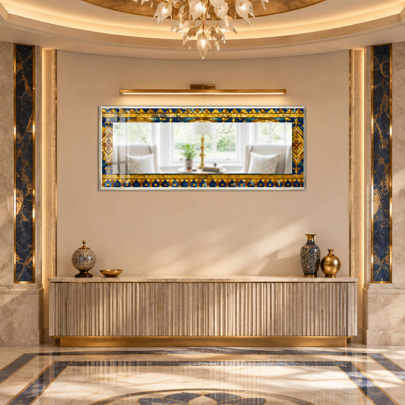 Sapphire Cathedral Mosaic with silver frame