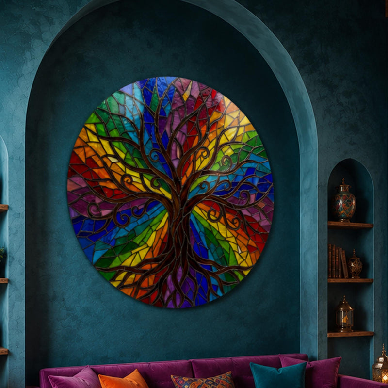 Rainbow Stained Glass Tree Of Life lifestyle view