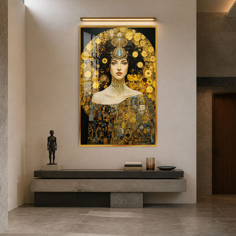 Artronauts Glass Print 12x18 cm | 4.7"x7.1" / Gold Golden Mosaic Muse Glass Wall Art