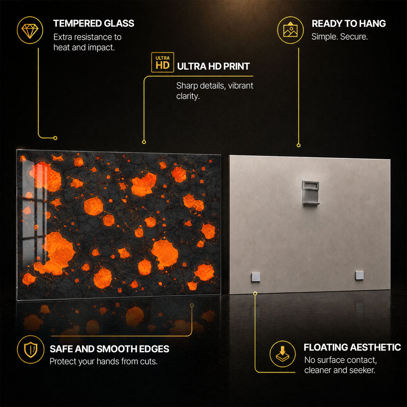 Molten Ember Field — tempered glass, ultra HD print, ready to hang