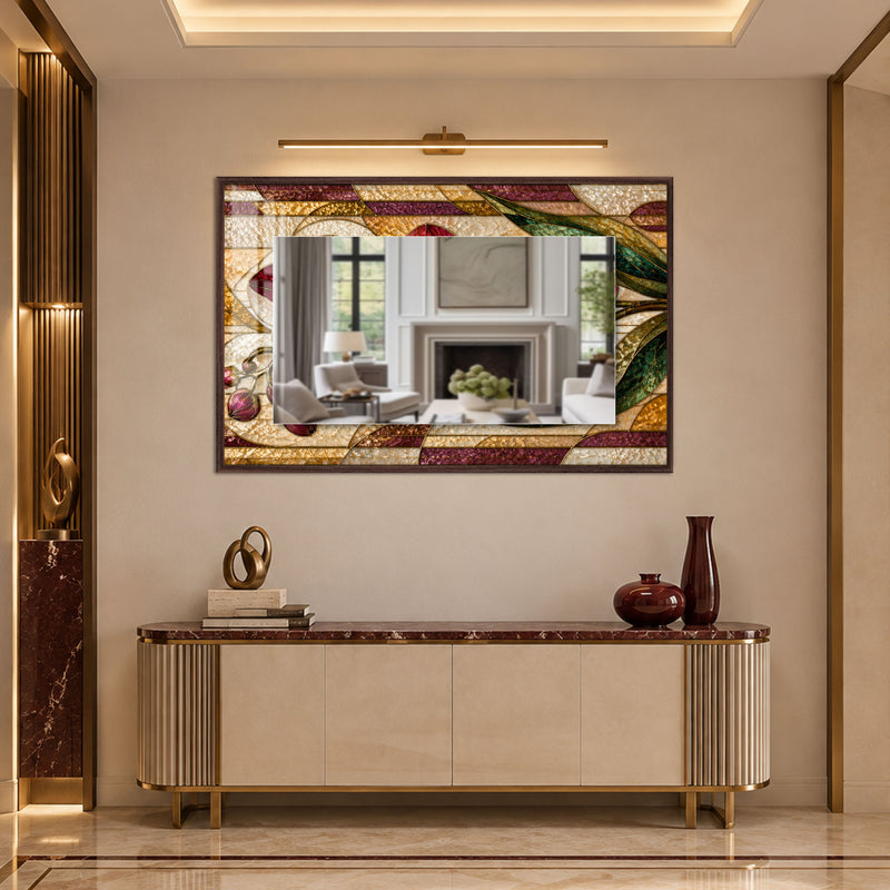 Jeweled Botanical Mosaic with walnut frame