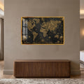 Gilded Explorer World Map with gold frame