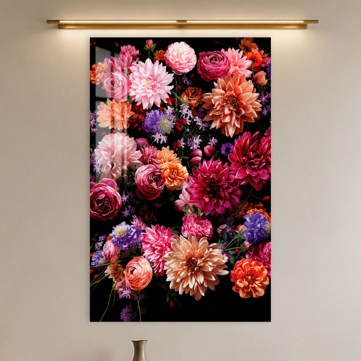 Midnight Dahlia Garden in a modern room