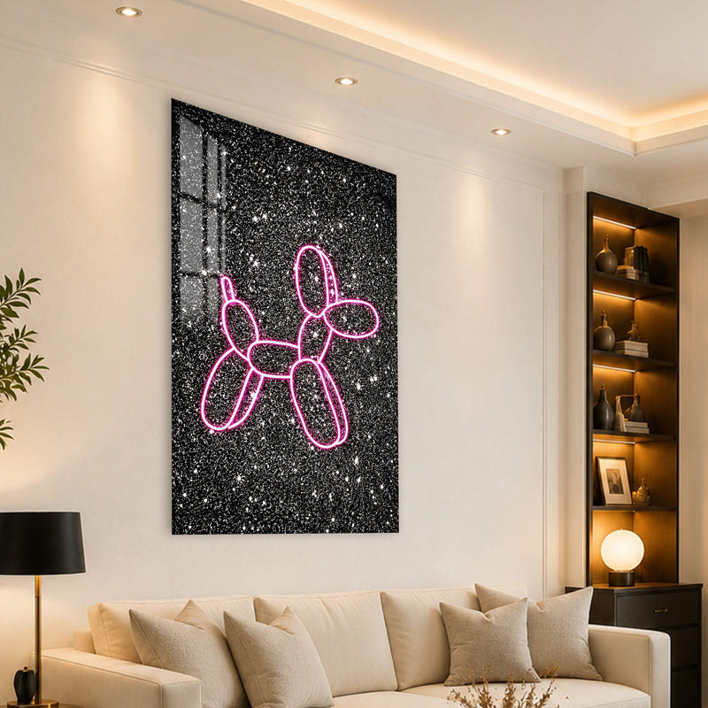 Artronauts Glass Print Neon Balloon Dog Glass Wall Art