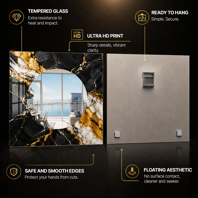 Gilded Onyx Marble — tempered glass, ultra HD print, ready to hang