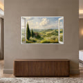 Tuscan Window View with white frame
