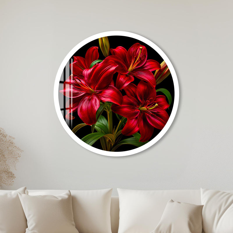 Crimson Lily Bouquet with white frame