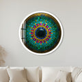 Concentric Emerald Iris Mandala with white frame