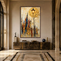 Artronauts Glass Print 12x18 cm | 4.7"x7.1" / Walnut Golden City Promenade Glass Wall Art