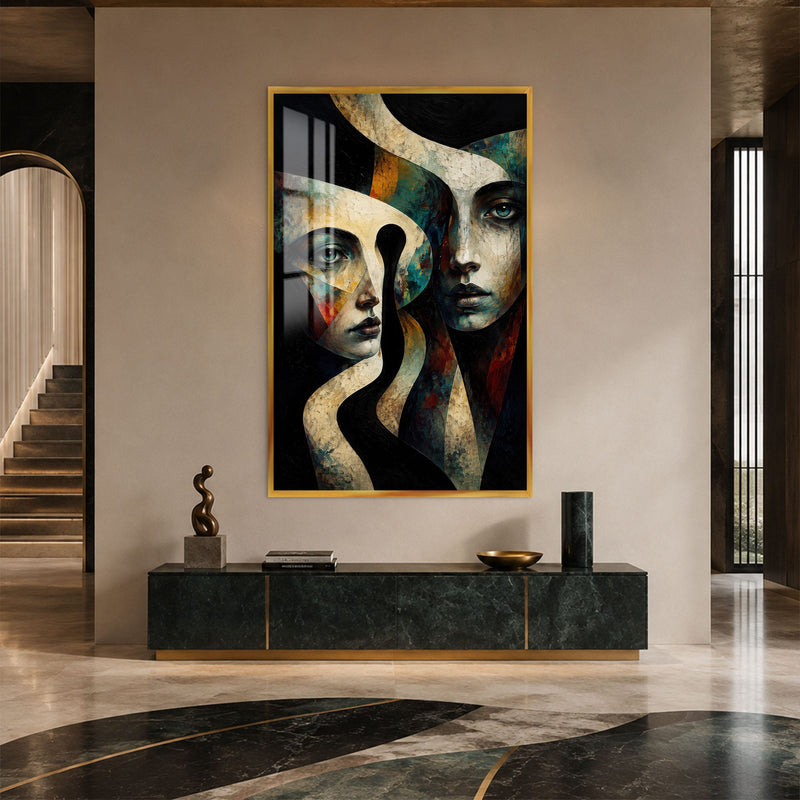 Artronauts Glass Print 12x18 cm | 4.7"x7.1" / Gold Twin Reflections Glass Wall Art