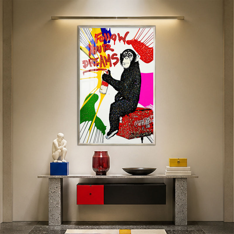 Follow Your Dreams Chimp with silver frame