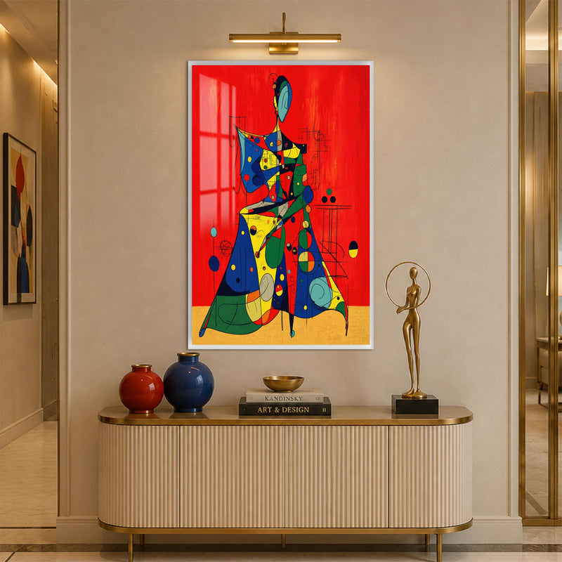 Crimson Abstract Muse with white frame