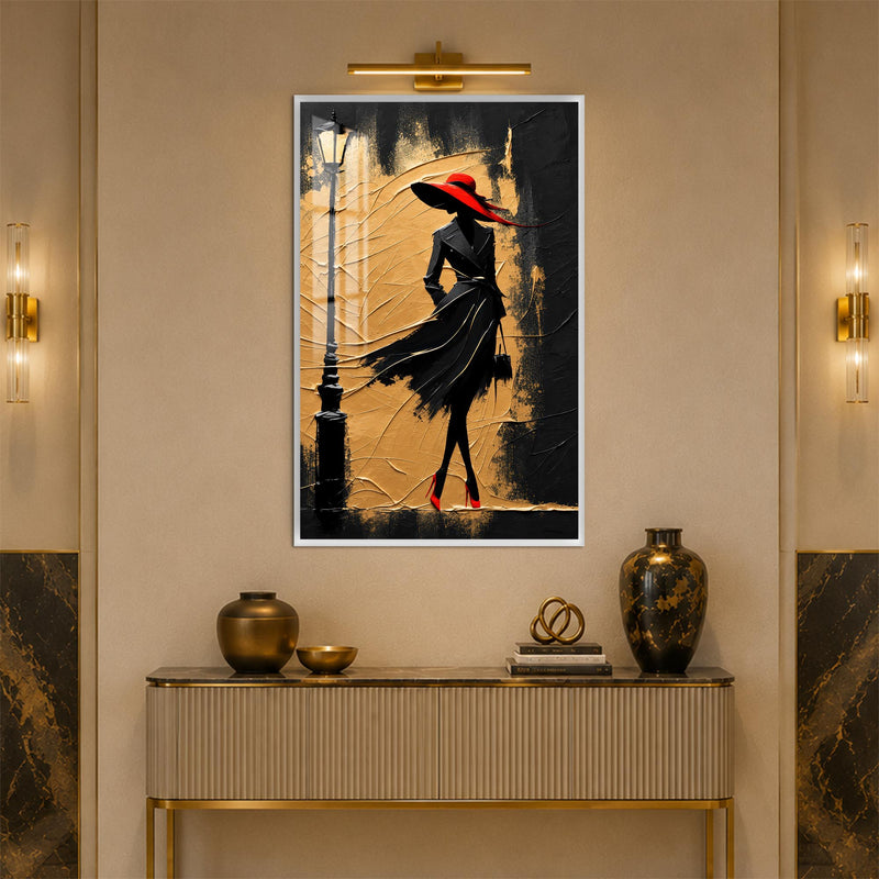 Crimson Hat Elegance with white frame