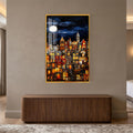 Moonlit City Glow with gold frame