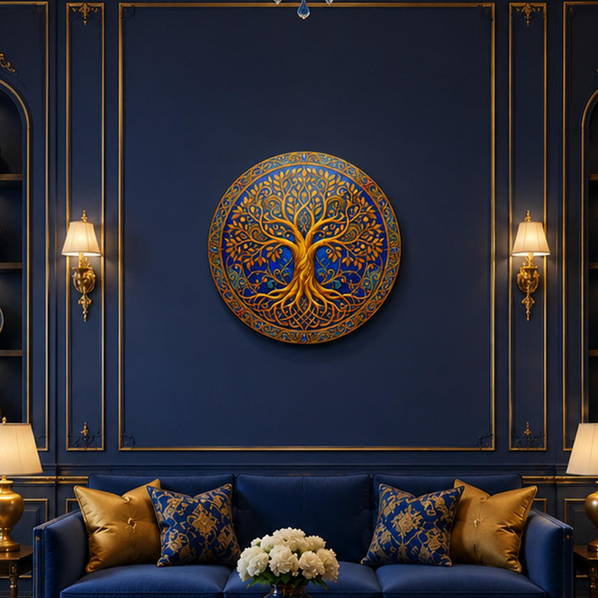 Golden Tree Of Life II in a modern room