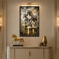Galloping White Horses with black frame