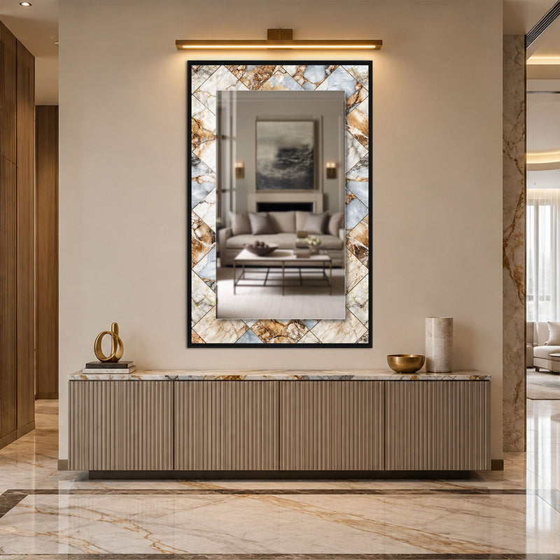 Marble Mosaic Elegance with gold frame