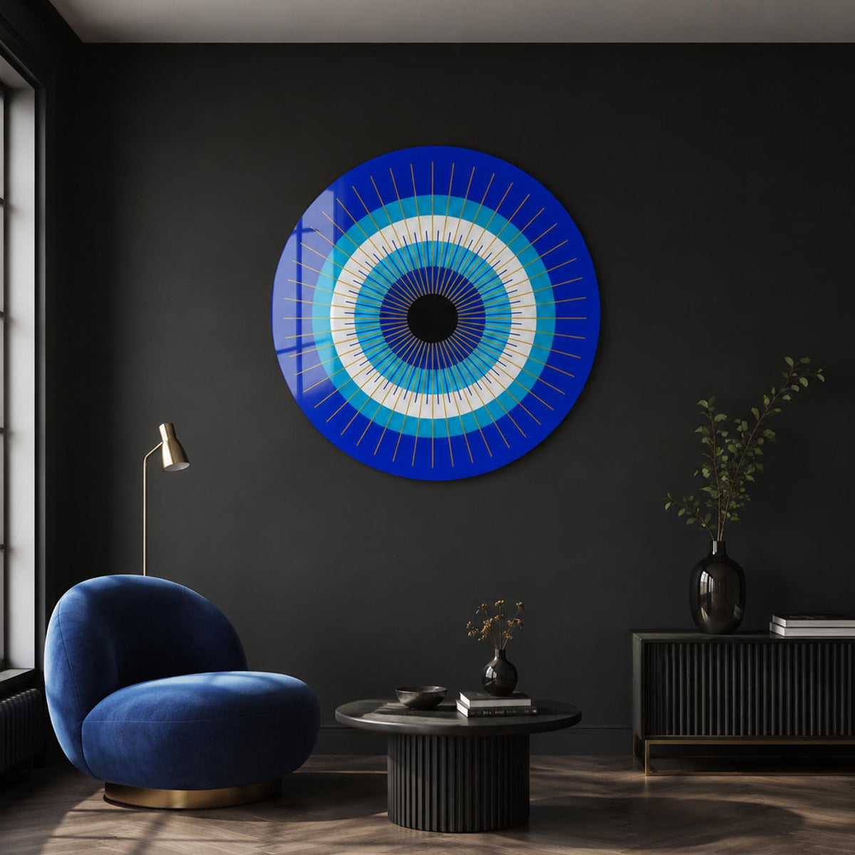 Radiant Blue Eye — tempered glass, ultra HD print, ready to hang