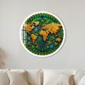 Peacock World Map with white frame