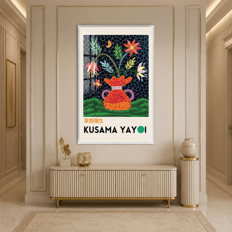 Kusama Floral Reverie with white frame