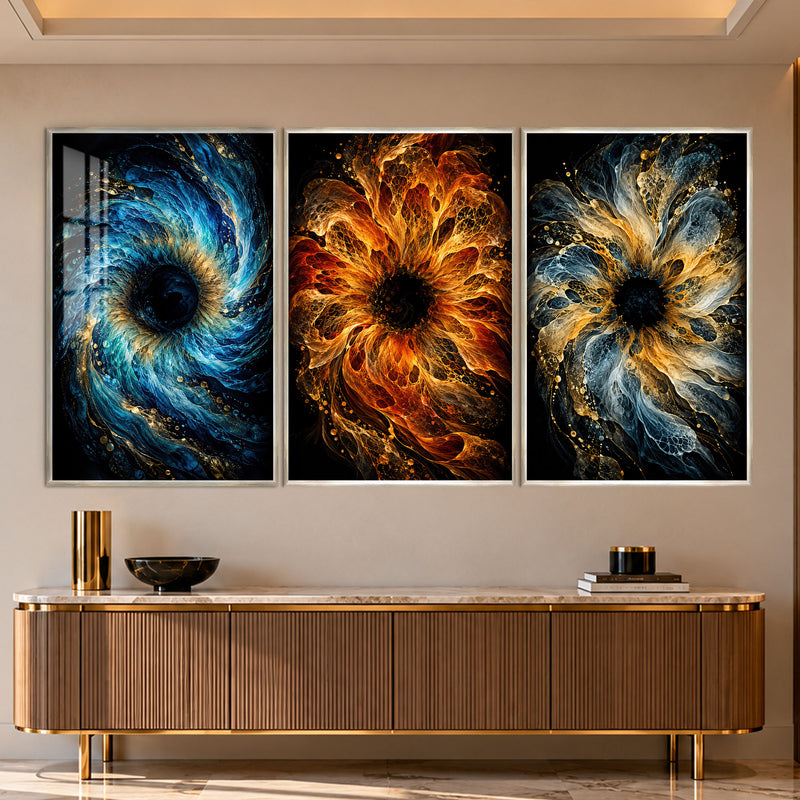Floral Fire with silver frame