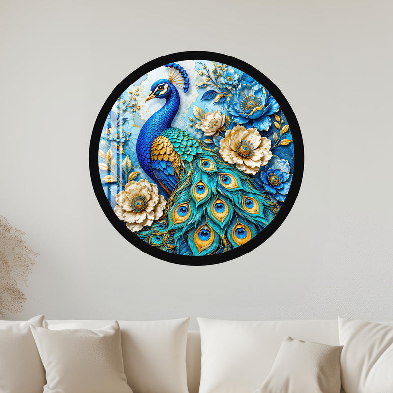 Regal Peacock Garden with black frame