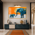 Artronauts Glass Print 18x12 cm | 7.1"x4.7" / Gold Ornamental Elephants Glass Wall Art